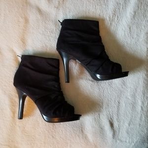 Open-toed Faux Suede Booties
